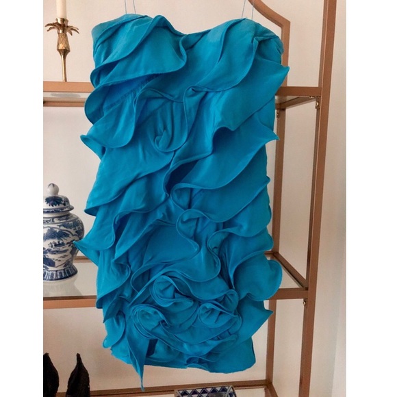 Aidan Mattox Blue Turquoise Ruffled Dress - Picture 4 of 10